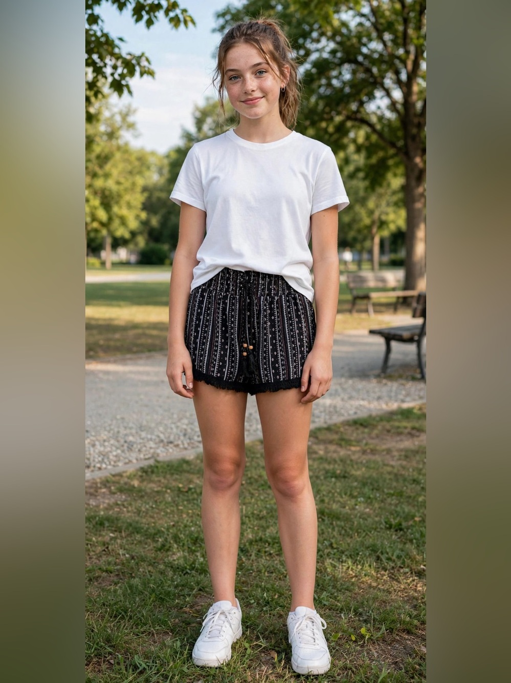 No Boundaries Black and White High-Waist Smocked Drawstring Shorts
